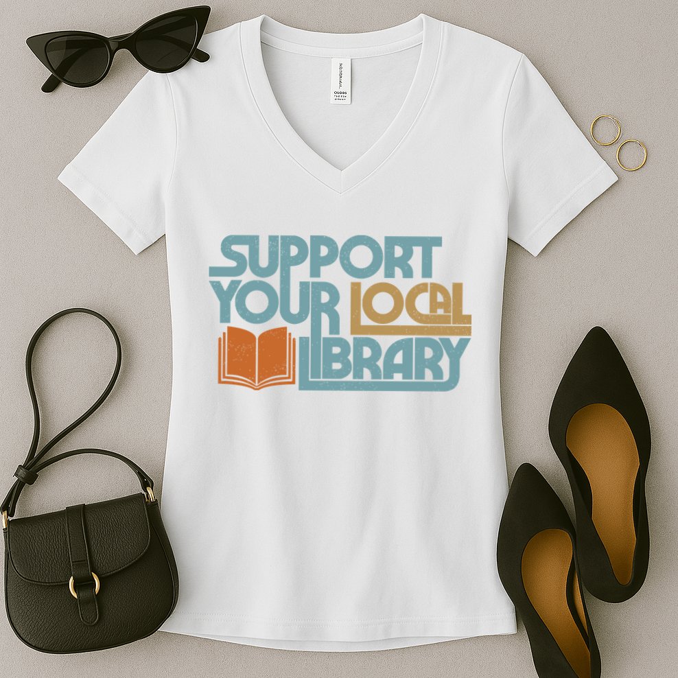 Support Your Local Library Women's V-Neck T-Shirt