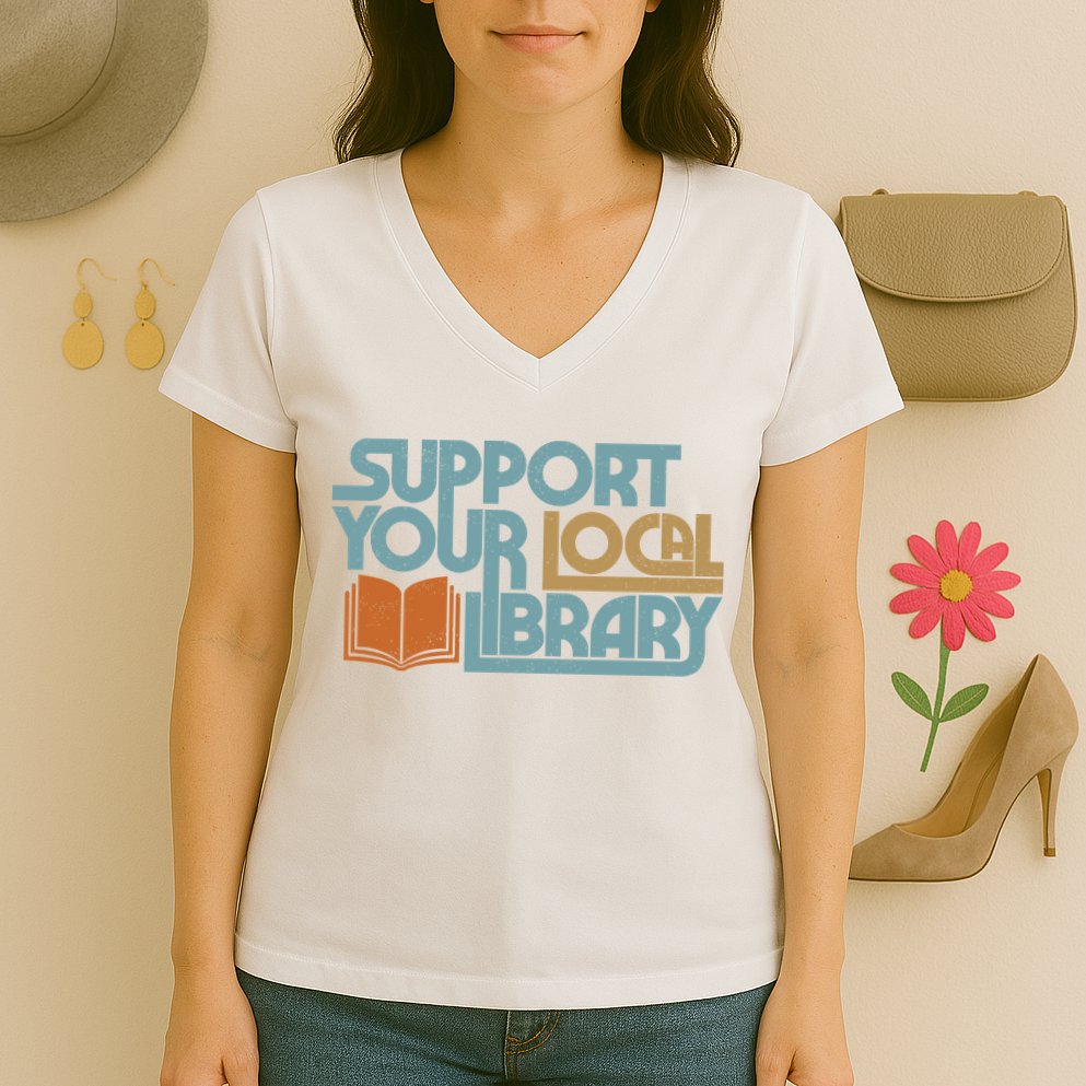 Support Your Local Library Women's V-Neck T-Shirt