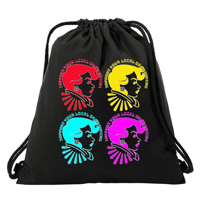 Support your local drag queens 1st Amendment Free Speech Drawstring Bag