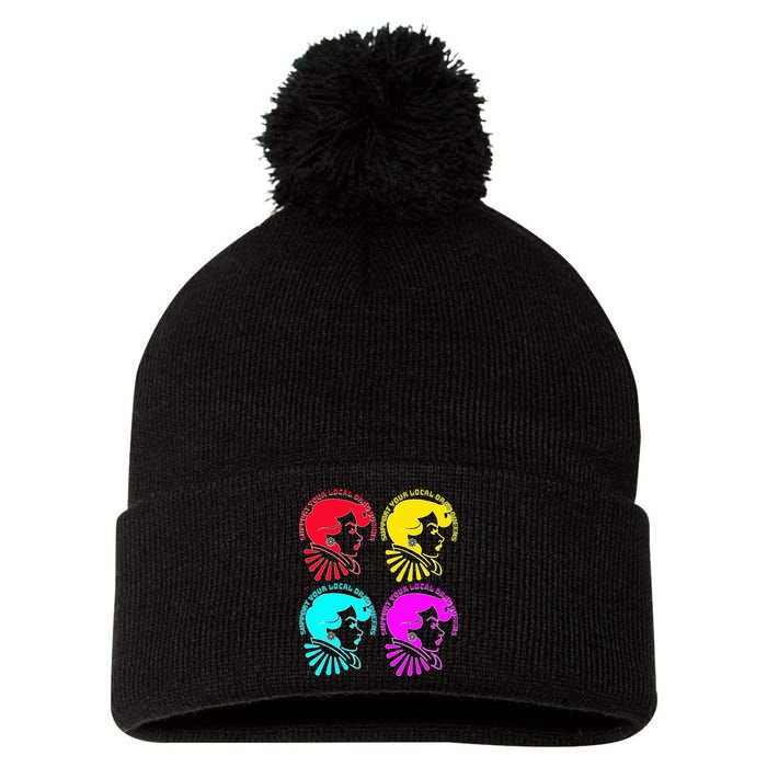 Support your local drag queens 1st Amendment Free Speech Pom Pom 12in Knit Beanie