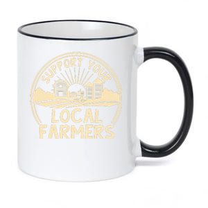 Support Your Local Farmers Design 11oz Black Color Changing Mug