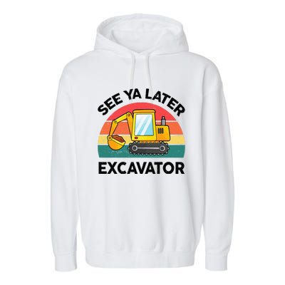 See Ya Later Excavator Kids Funny Garment-Dyed Fleece Hoodie