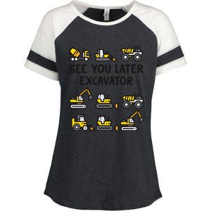 See You Later Excavator Enza Ladies Jersey Colorblock Tee