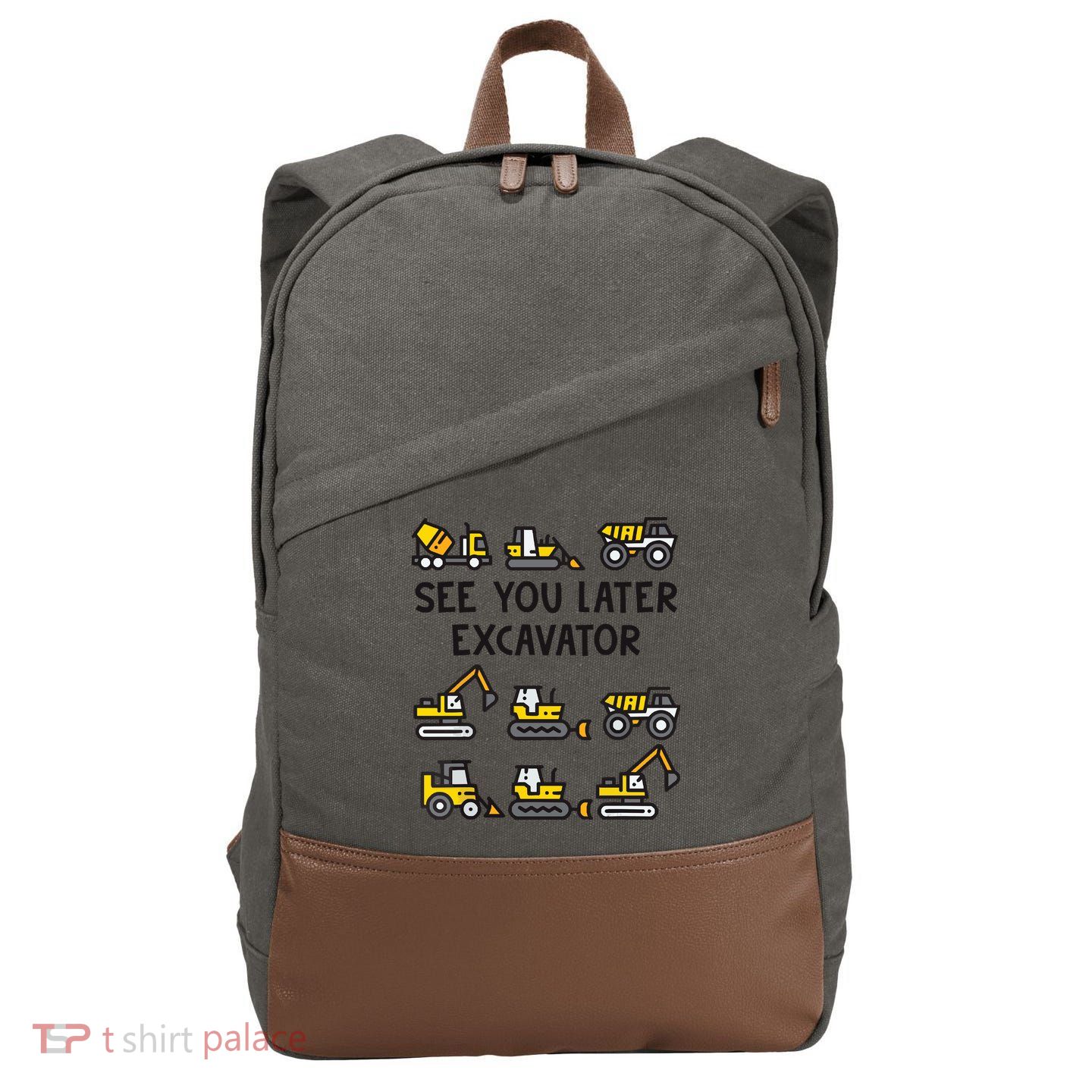 See You Later Excavator Cotton Canvas Backpack