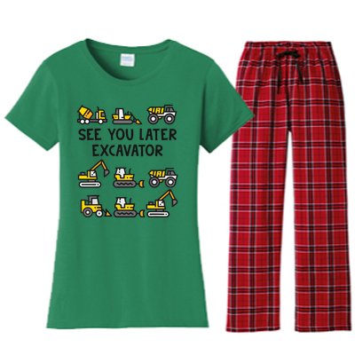 See You Later Excavator Women's Flannel Pajama Set