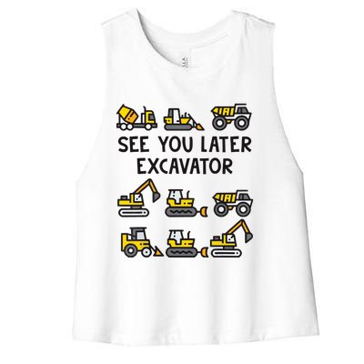 See You Later Excavator Women's Racerback Cropped Tank