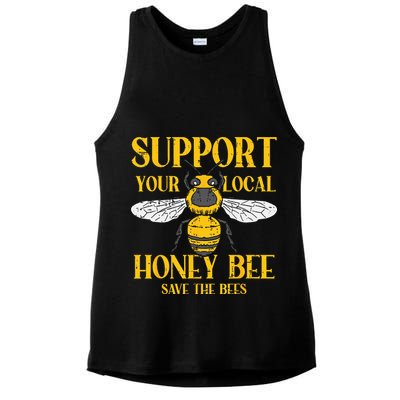 Support Your Local Honey Bee Save Bees Beekeeping Beekeeper Ladies PosiCharge Tri-Blend Wicking Tank