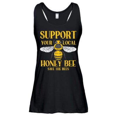 Support Your Local Honey Bee Save Bees Beekeeping Beekeeper Ladies Essential Flowy Tank