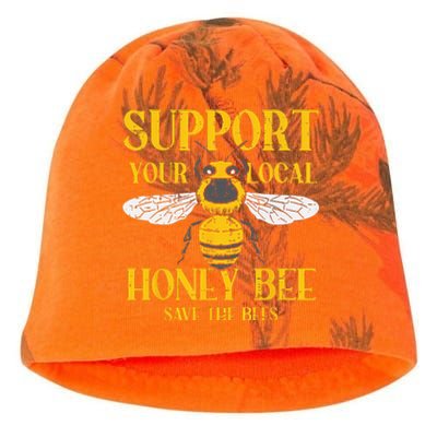 Support Your Local Honey Bee Save Bees Beekeeping Beekeeper Kati - Camo Knit Beanie