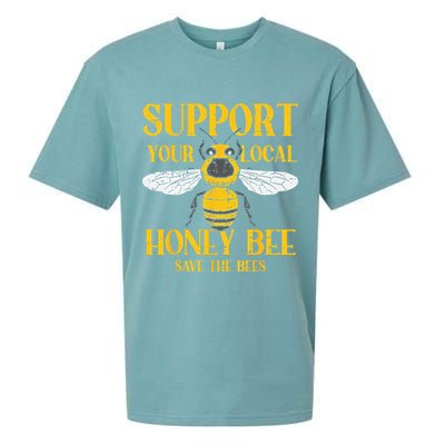 Support Your Local Honey Bee Save Bees Beekeeping Beekeeper Sueded Cloud Jersey T-Shirt