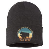 Support Your Local Ranchers Eat Beef Sustainable Knit Beanie