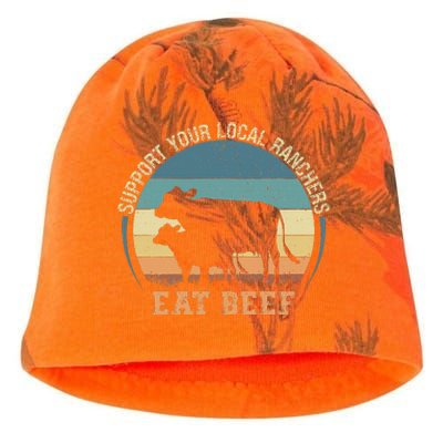 Support Your Local Ranchers Eat Beef Kati - Camo Knit Beanie