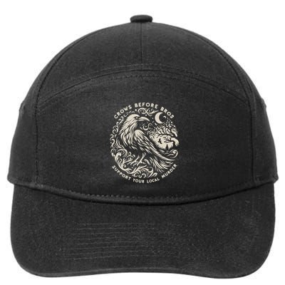 Support Your Local Murder Crows Before Bros Funny 7-Panel Snapback Hat