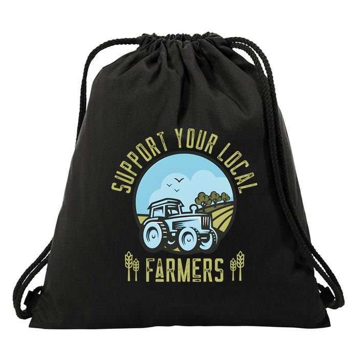 Support Your Local Farmers Drawstring Bag