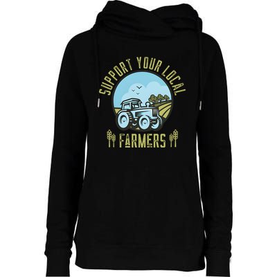 Support Your Local Farmers Womens Funnel Neck Pullover Hood