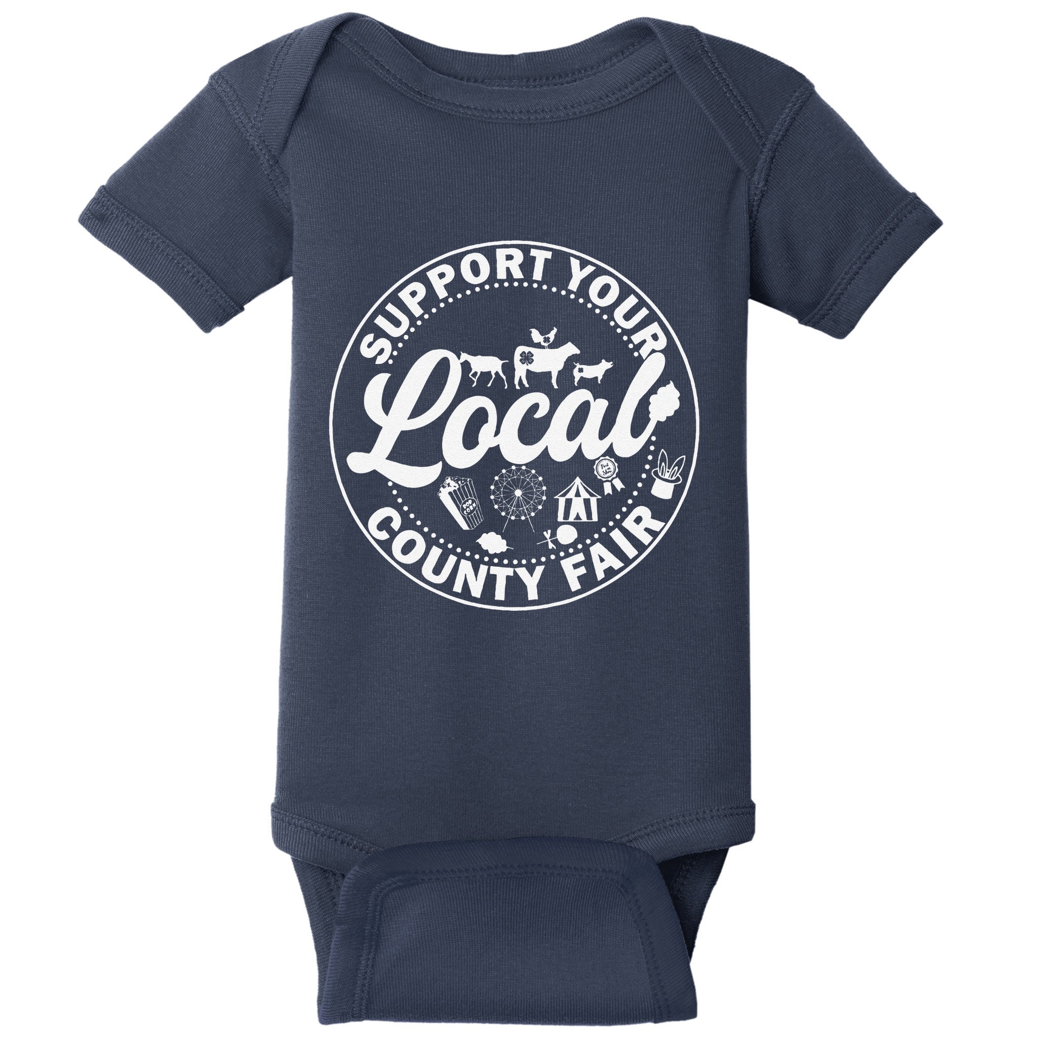 Support Your Local County Fair Animals Farm And Circus Tent Baby Bodysuit