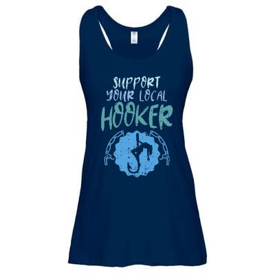 Support Your Local Hooker Funny Fishing Fisherman Gift Ladies Essential Flowy Tank