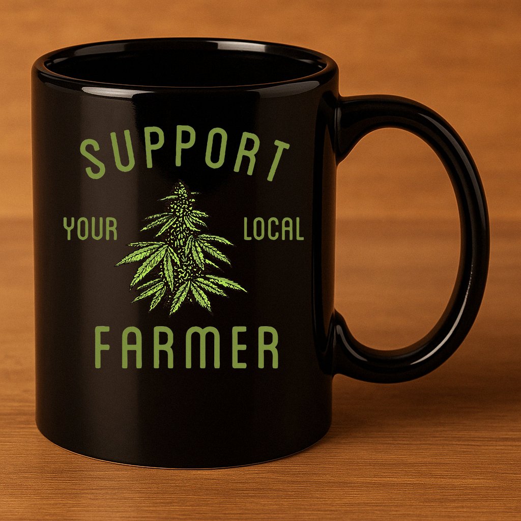 Support Your Local Farmer Funny Weed Marijuana 11oz C Handle Ceramic Mug