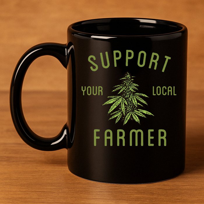 Support Your Local Farmer Funny Weed Marijuana 11oz C Handle Ceramic Mug