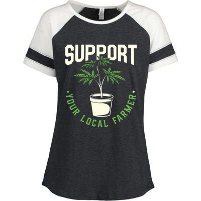 Support Your Local Weed Farmer Funny Cannabis Marijuana Gift Enza Ladies Jersey Colorblock Tee