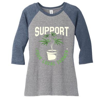 Support Your Local Weed Farmer Funny Cannabis Marijuana Gift Women's Tri-Blend 3/4-Sleeve Raglan Shirt