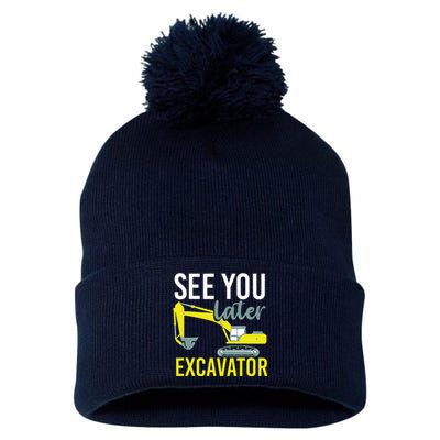 See You Later Excavator Pom Pom 12in Knit Beanie