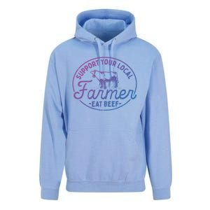 Support Your Local Farmer Eat Beef Great Gift Unisex Surf Hoodie