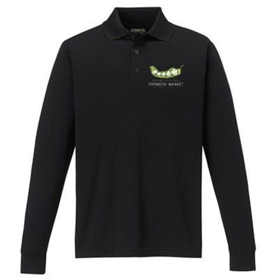 Support Your Local Outdoor Farmers Market Funny Graphic Performance Long Sleeve Polo