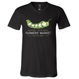 Support Your Local Outdoor Farmers Market Funny Graphic V-Neck T-Shirt