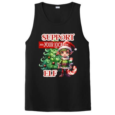 Support Your Local Elf Candy Cane Christmas Tree Gift PosiCharge Competitor Tank