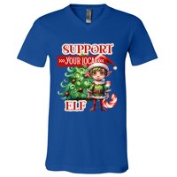 Support Your Local Elf Candy Cane Christmas Tree Gift V-Neck T-Shirt