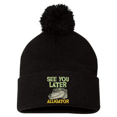 See You Later Alligator Gator Crocodile Zoo Animal Lover Pom Pom 12in Knit Beanie