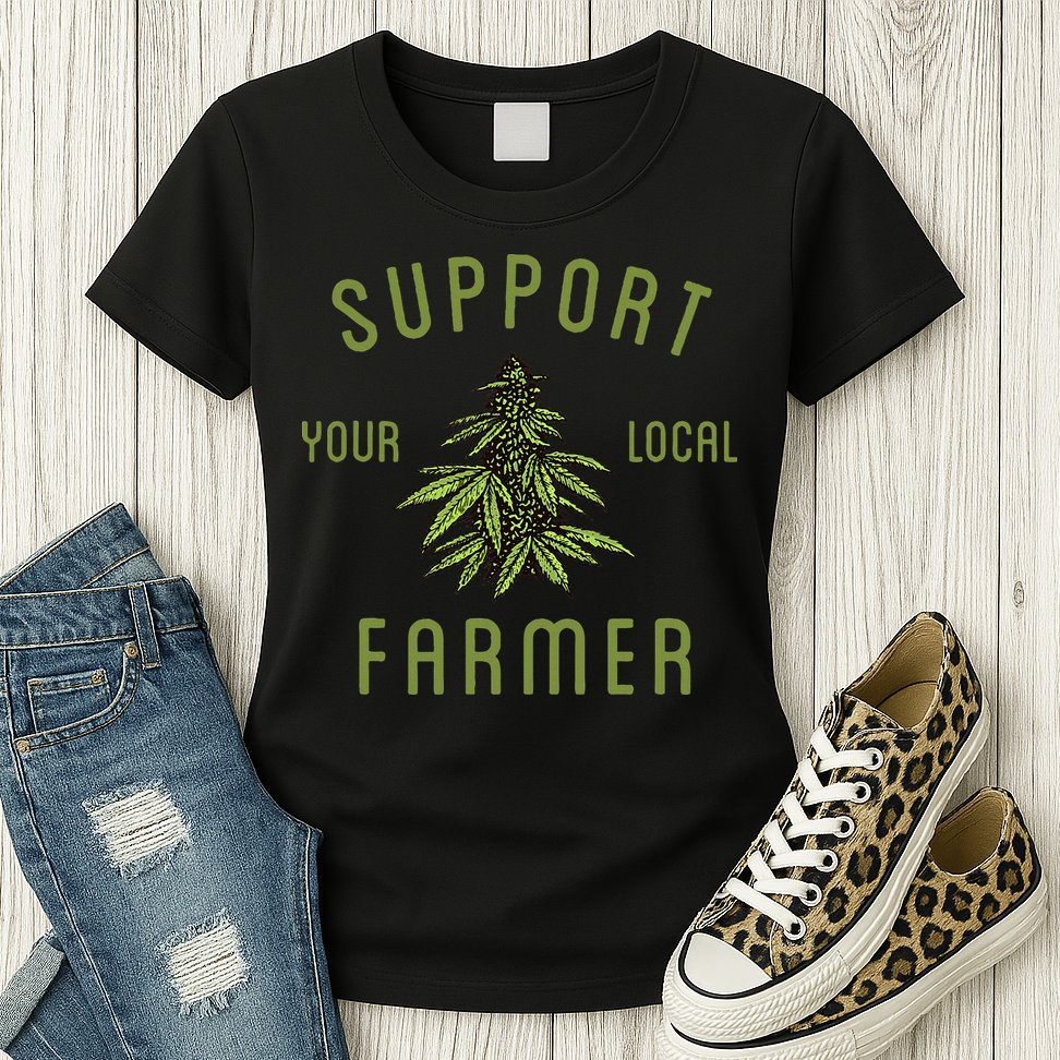 Support Your Local Farmer Funny Weed Marijuana Grower 420 Womens T-Shirt