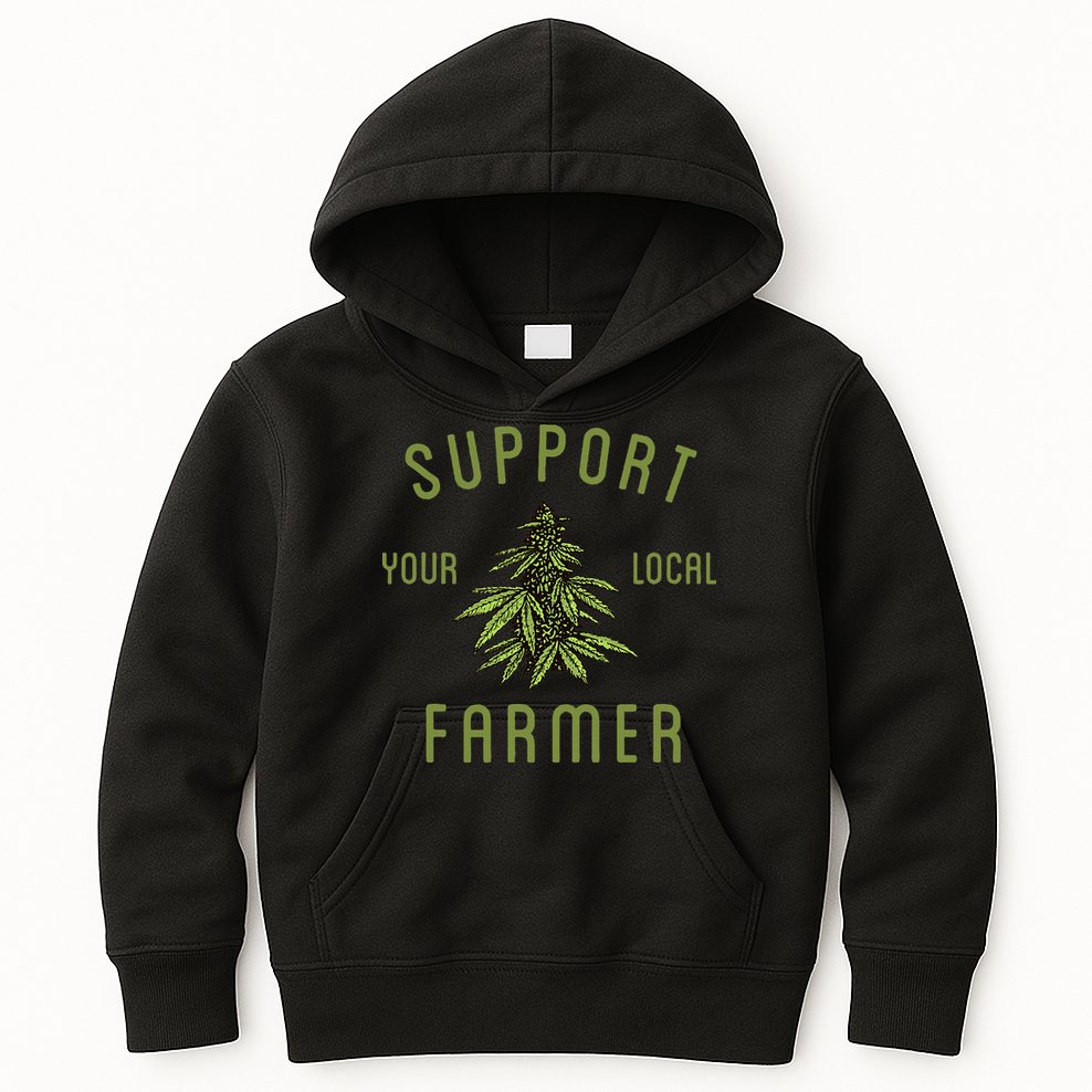 Support Your Local Farmer Funny Weed Marijuana Grower 420 Kids Hoodie