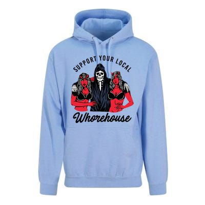 Support Your Local Whorehouse Funny Whorehouse Meme Unisex Surf Hoodie