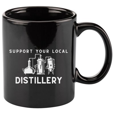 Support Your Local Distillery Beer Drinker 11oz C Handle Ceramic Mug