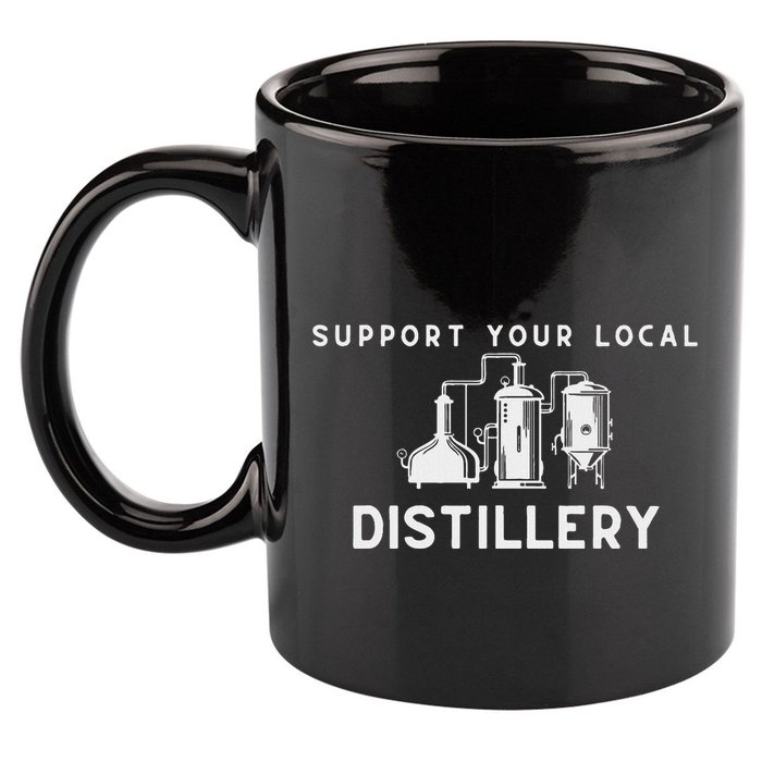 Support Your Local Distillery Beer Drinker 11oz C Handle Ceramic Mug