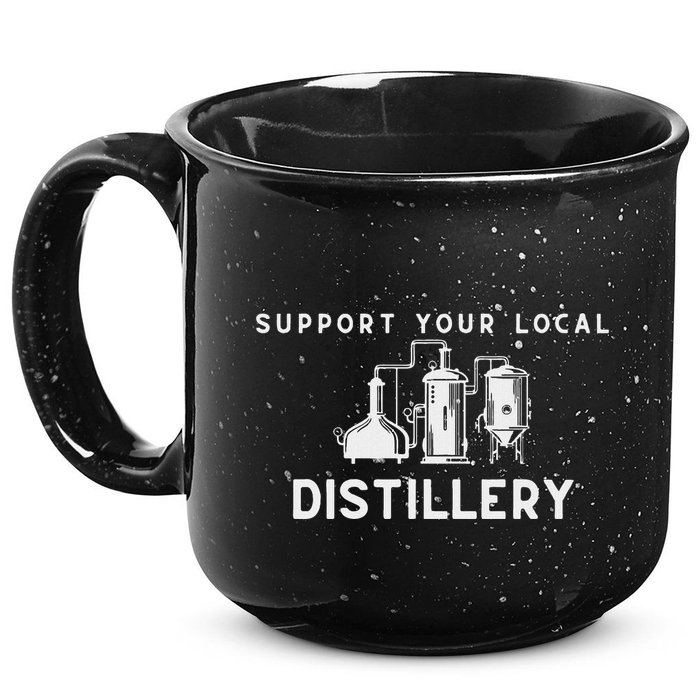 Support Your Local Distillery Beer Drinker 15oz Campfire Ceramic Mug