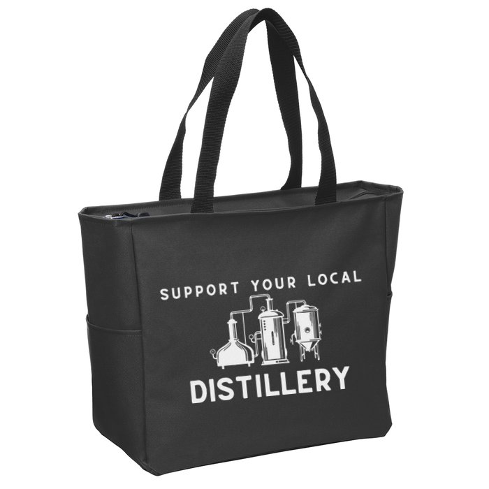 Support Your Local Distillery Beer Drinker Zip Tote Bag