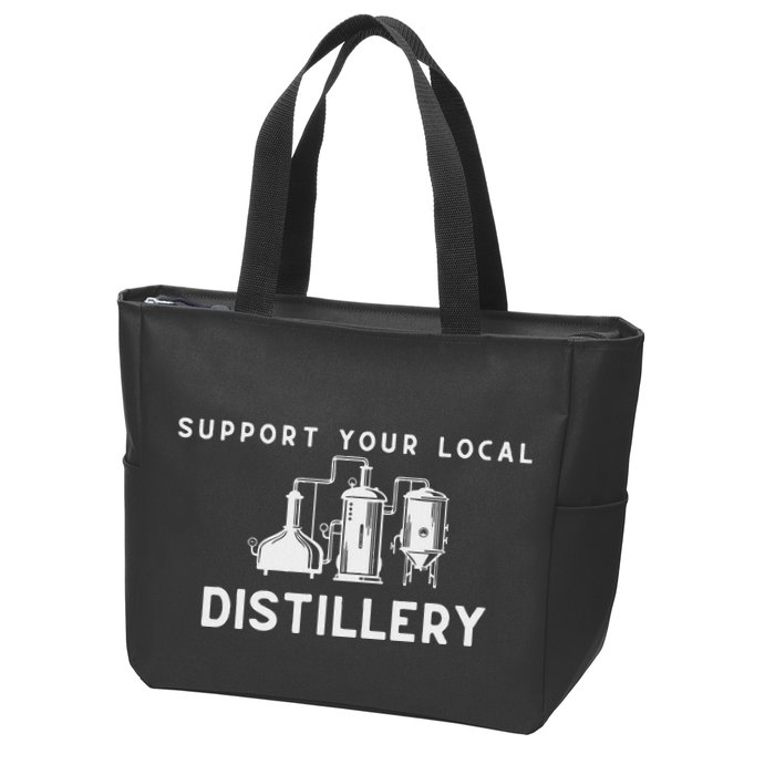 Support Your Local Distillery Beer Drinker Zip Tote Bag