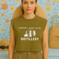 Support Your Local Distillery Beer Drinker Garment-Dyed Women's Muscle Tee