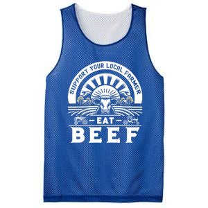 Support Your Local Farmer Eat Beef Funny Farming Market Cool Gift Mesh Reversible Basketball Jersey Tank