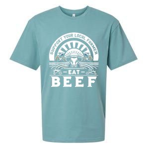 Support Your Local Farmer Eat Beef Funny Farming Market Cool Gift Sueded Cloud Jersey T-Shirt