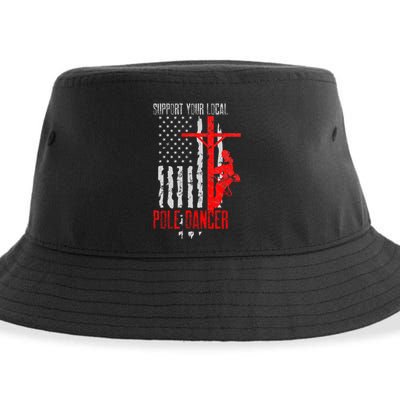 Support Your Local Pole Dancer Electric Lineman Sustainable Bucket Hat