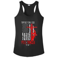 Support Your Local Pole Dancer Electric Lineman Ladies PosiCharge Competitor Racerback Tank