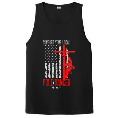 Support Your Local Pole Dancer Electric Lineman PosiCharge Competitor Tank