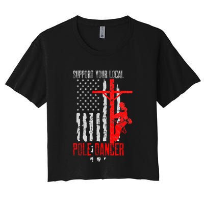 Support Your Local Pole Dancer Electric Lineman Crop Top