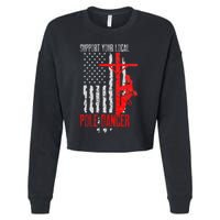 Support Your Local Pole Dancer Electric Lineman Cropped Pullover Crew