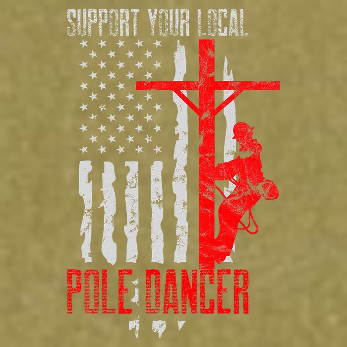 Support Your Local Pole Dancer Electric Lineman Garment-Dyed Women's Muscle Tee