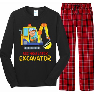 See You Later Excavator Long Sleeve Pajama Set